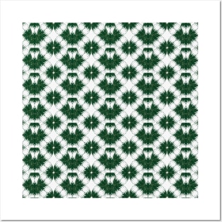 Peacock feather pattern 4 - dark green version / white background Posters and Art